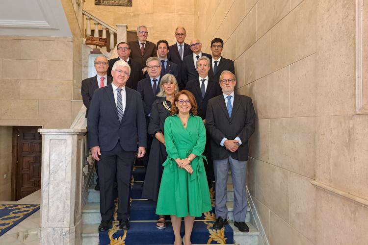 Los representantes de las instituciones de control, en la sede del Tribunal de Cuentas.